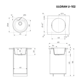 Ulgran U-102-331 Gránit Design Mosogatótálca - Egymedencés, Kerek, Homok - WaterMarkt.hu