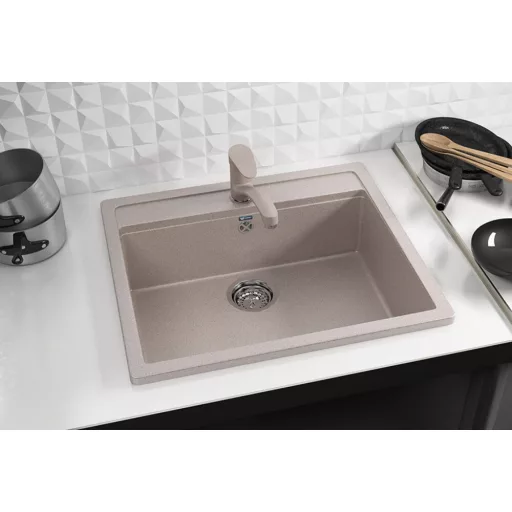 Ulgran U-104-308 Gránit Mosogatótálca - Egymedencés, Négyzet, Szemcsés Fekete - WaterMarkt.hu