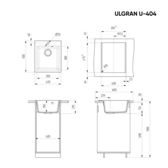 Ulgran U-404-328 Gránit Mosogatótálca - Egymedencés, Négyzet, Bézs - WaterMarkt.hu