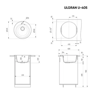 Ulgran U-405-308 Gránit Mosogatótálca - Egymedencés, Kerek, Szemcsés Fekete - WaterMarkt.hu