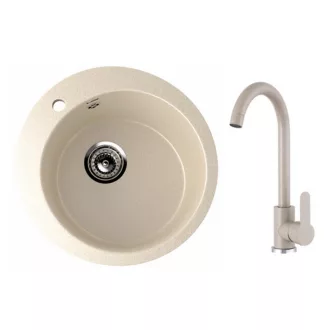 Ulgran U-405-328 Gránit Mosogatótálca és Gamma DECO Mosogató Csaptelep Szett - Bézs - WaterMarkt.hu