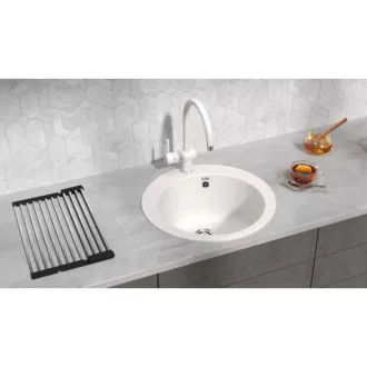 Ulgran U-405-341 Gránit Mosogatótálca - Egymedencés, Kerek, Tejfehér - WaterMarkt.hu