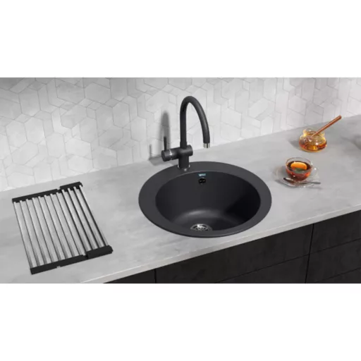 Ulgran U-405-343 Gránit Mosogatótálca - Egymedencés, Kerek, Antracit - WaterMarkt.hu
