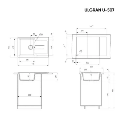Ulgran U-507-328 Gránit Mosogatótálca - Csepegtetőtálcás, Bézs - WaterMarkt.hu