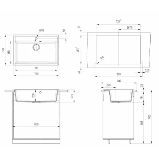 Ulgran U-600-328 Gránit Mosogatótálca - Egymedencés, Téglalap, Extra széles, Bézs - WaterMarkt.hu