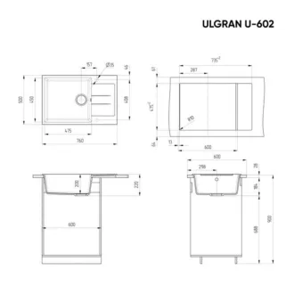 Ulgran U-602-341 Gránit Design Mosogatótálca - Csepegtetőtálcás, Tejfehér - WaterMarkt.hu