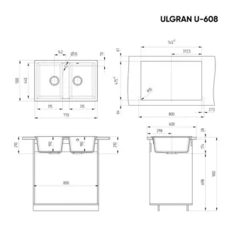 Ulgran U-608-342 Gránit Mosogatótálca - Kétmedencés, Grafit - WaterMarkt.hu