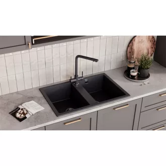 Ulgran U-608-343 Gránit Mosogatótálca - Kétmedencés, Antracit - WaterMarkt.hu