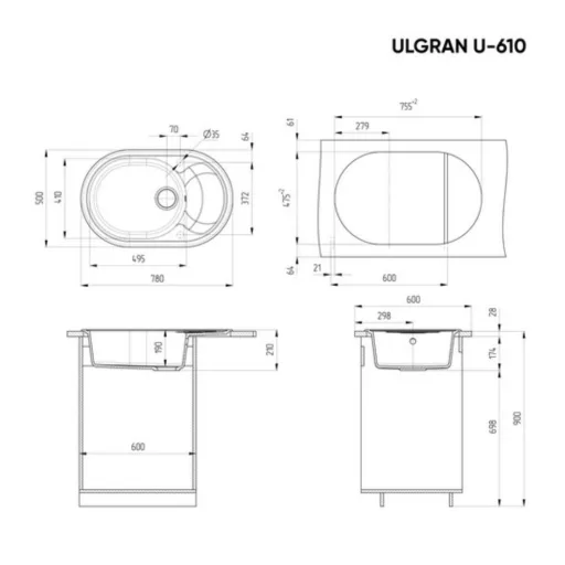 Ulgran U-610-331 Csepegtetőtálcás Gránit Mosogató - Ovális, Homok - WaterMarkt.hu