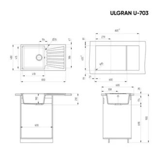Ulgran U-703-341 Gránit Mosogatótálca - Extra mély, Csepegtetőtálcás, Tejfehér - WaterMarkt.hu