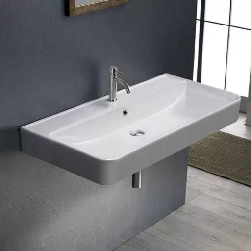 CeraStyle HERA - PULTRA ültethető - BTW - falig érő - porcelán mosdó - MATT FEHÉR - 80 x 48 cm