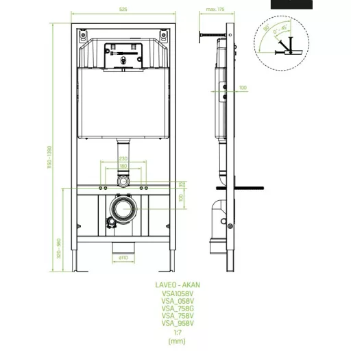 LAVEO AKAN rejtett fali tartály arany/fekete öblítővel, állítható, 3/6L - WaterMarkt.hu