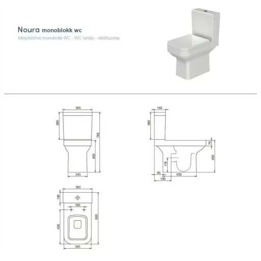 CeraStyle NOURA monoblokk WC - BEÉPÍTETT bidé funkcióval - NEM FALIG érő talppal - WaterMarkt.hu