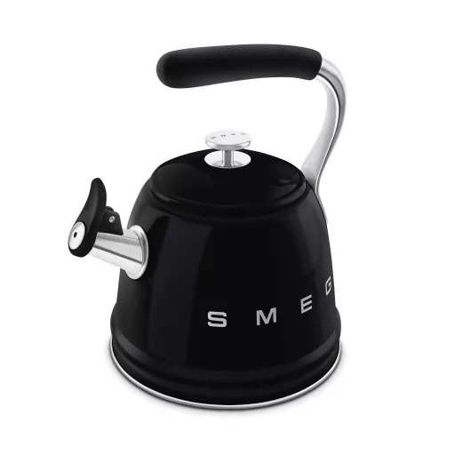 SMEG VÍZFORRALÓ TEÁSKANNA, retro, síppal, fekete