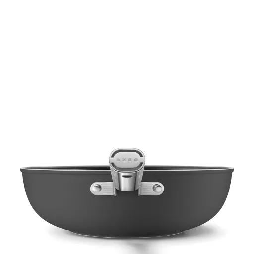 SMEG WOK SERPENYŐ, 30 cm, rozsdamentes acél fogantyú, matt fekete