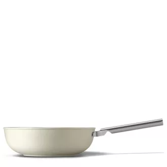   SMEG WOK SERPENYŐ, 30 cm, rozsdamentes acél fogantyú, matt bézs