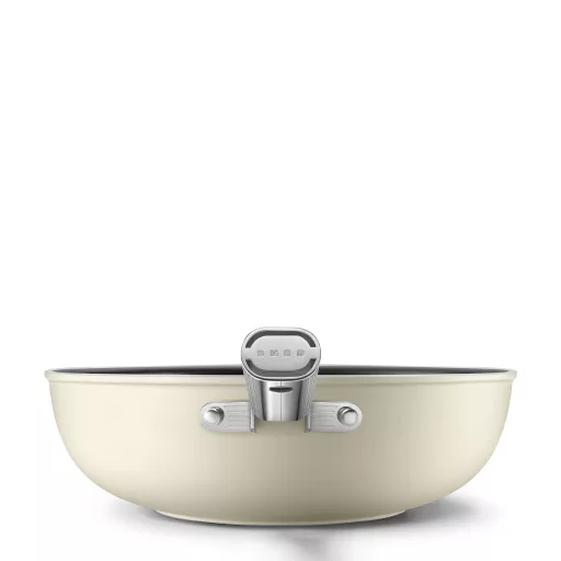 SMEG WOK SERPENYŐ, 30 cm, rozsdamentes acél fogantyú, matt bézs