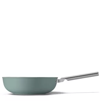   SMEG WOK SERPENYŐ, 30 cm, rozsdamentes acél fogantyú, matt smaragdzöld