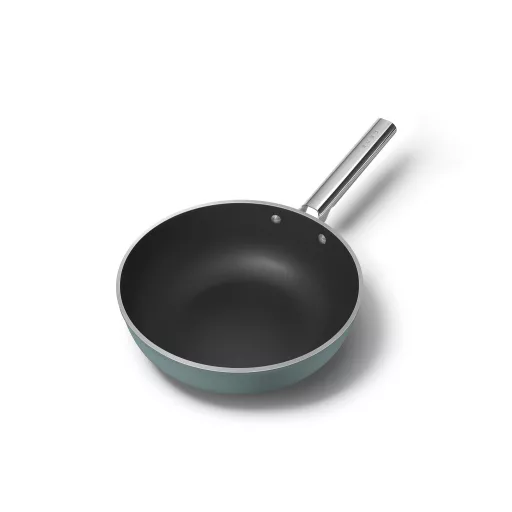 SMEG WOK SERPENYŐ, 30 cm, rozsdamentes acél fogantyú, matt smaragdzöld