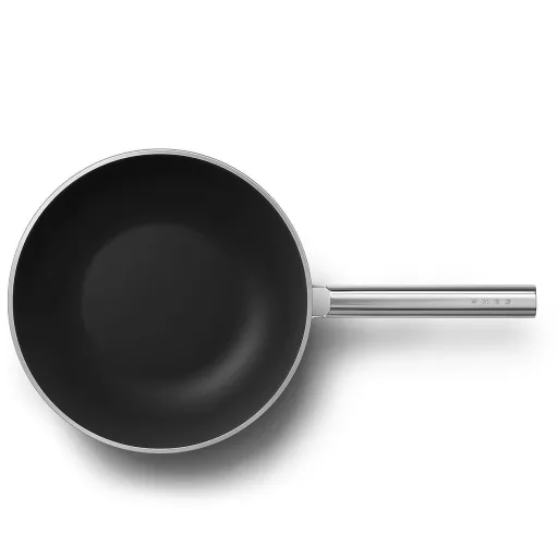 SMEG WOK SERPENYŐ, 30 cm, rozsdamentes acél fogantyú, matt smaragdzöld