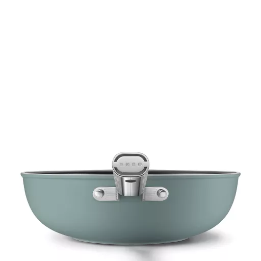 SMEG WOK SERPENYŐ, 30 cm, rozsdamentes acél fogantyú, matt smaragdzöld