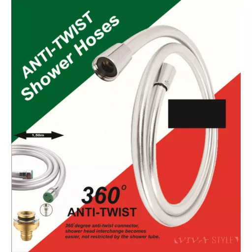 Viva Silverflex Anti Twist csavarodásmentes zuhany gégecső 1/2" - KÚPOS - 150 cm - WaterMarkt.hu