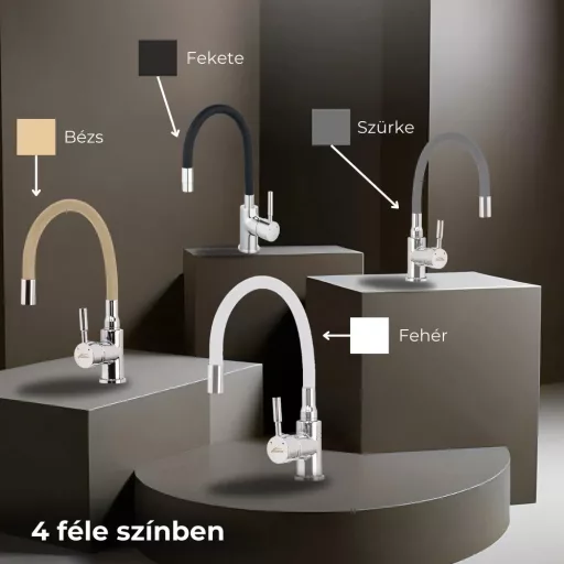 Corin álló mosogató csaptelep flexibilis kifolyócsővel fekete - WaterMarkt.hu
