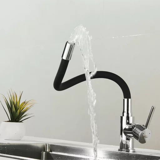Corin álló mosogató csaptelep flexibilis kifolyócsővel fekete - WaterMarkt.hu
