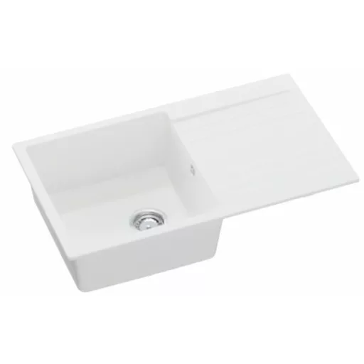 GranMaster RIVA I. egymedencés csepptálcás gránit mosogatótálca - white - WaterMarkt.hu