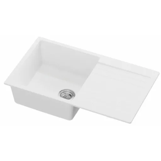GranMaster RIVA I. egymedencés csepptálcás gránit mosogatótálca - white - WaterMarkt.hu
