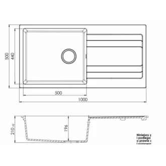GranMaster RIVA XL 1B 1D 1000x500 gránit mosogató - WaterMarkt.hu