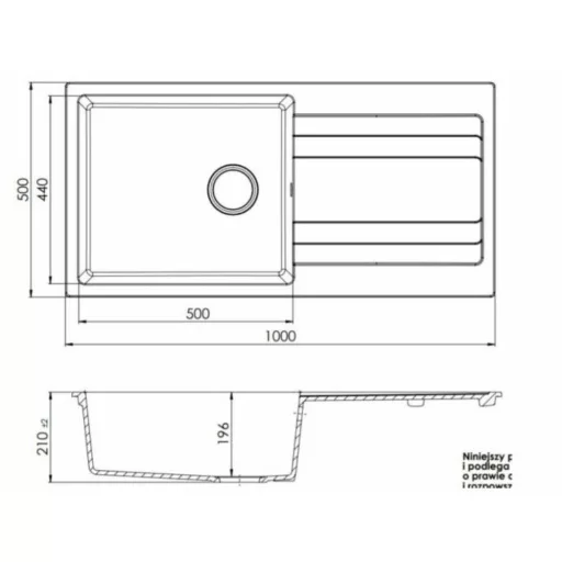 GranMaster RIVA XL 1B 1D 1000x500 gránit mosogató - WaterMarkt.hu